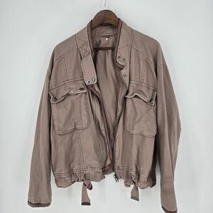 Free People Flight Line Bomber Jacket Large Cotton
